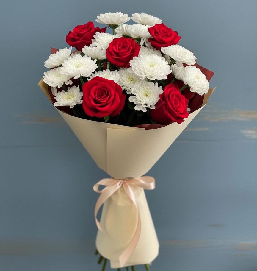 Букет цветов из: Розы и Хризантемы в Ачхой-Мартане