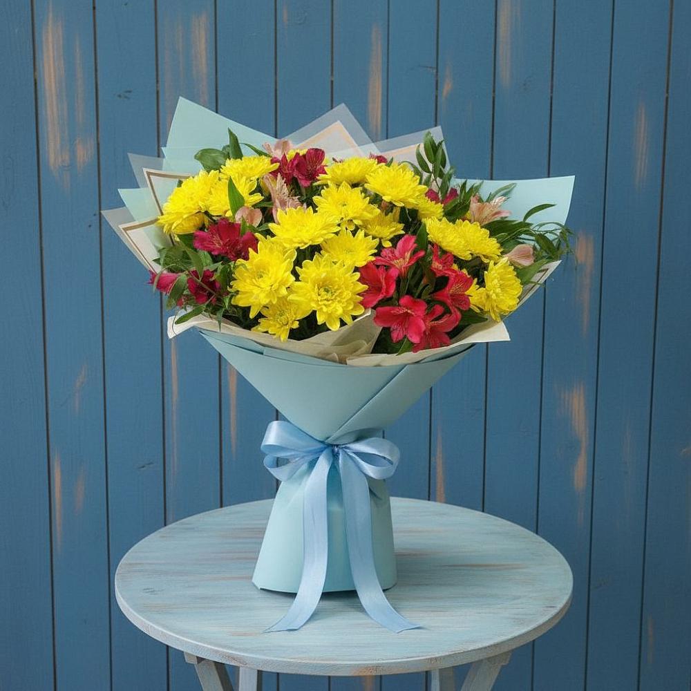 Букет цветов из: Альстромерии и Хризантемы в Ачхой-Мартане