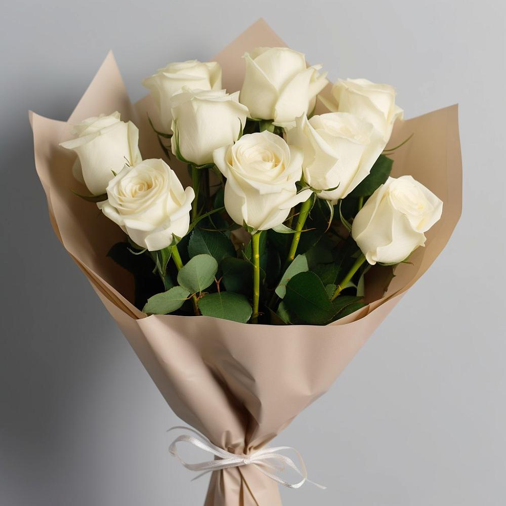 Букет 9 Белых роз Эдлесс Лав в Ачхой-Мартане