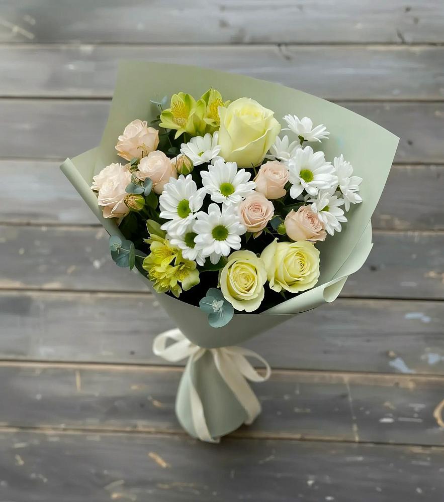 Букет цветов из: Альстромерии, Розы и Хризантемы в Ачхой-Мартане