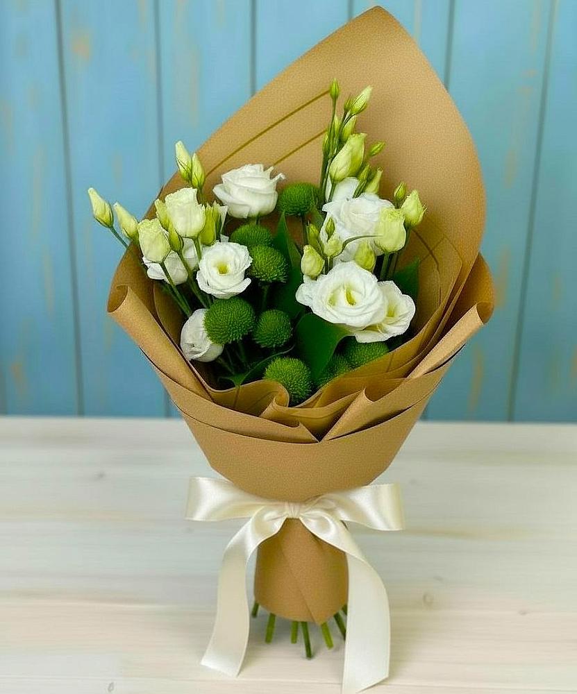 Букет цветов из: Хризантемы и Лизиантусы в Ачхой-Мартане