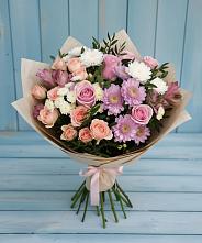 Букет цветов из:  Хризантемы, Розы и Альстромерии в Ачхой-Мартане