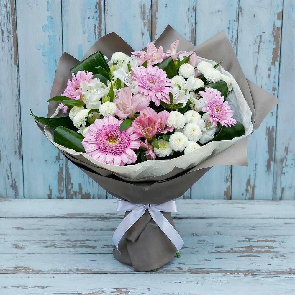 Букет цветов из: Герберы, Альстромерии и Хризантемы в Ачхой-Мартане